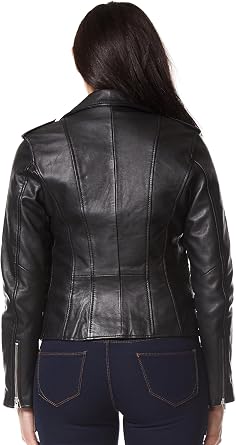 Mystique' Ladies Real Leather Jacket Black Designer Biker Motorcycle Style 7113