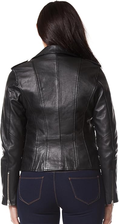 Mystique' Ladies Real Leather Jacket Black Designer Biker Motorcycle Style 7113