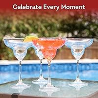 Vista 4 de Lily's Home Vasos irrompibles de Margarita de 10 onzas, juego de 4 unidades, plástico transparente inastillable, vasos reutilizables