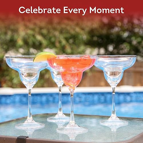 Miniatura 4 de Lily's Home Vasos irrompibles de Margarita de 10 onzas, juego de 4 unidades, plástico transparente inastillable, vasos reutilizables