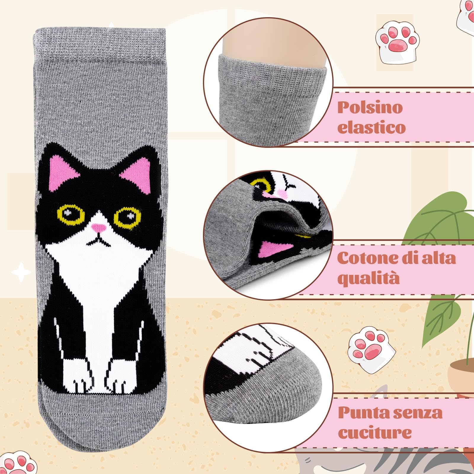 ZAKASA Calzini Bambina Ragazze Divertenti: Calze Cotone Fantasia Bambino Animali Calzino Corti Colorate Bambini