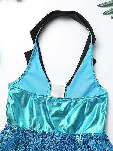 Miniatura 7 de JEATHA Vestido de tutú con lentejuelas sin mangas para niñas y niñas brillante metálico jazz latino moderno disfraz de baile