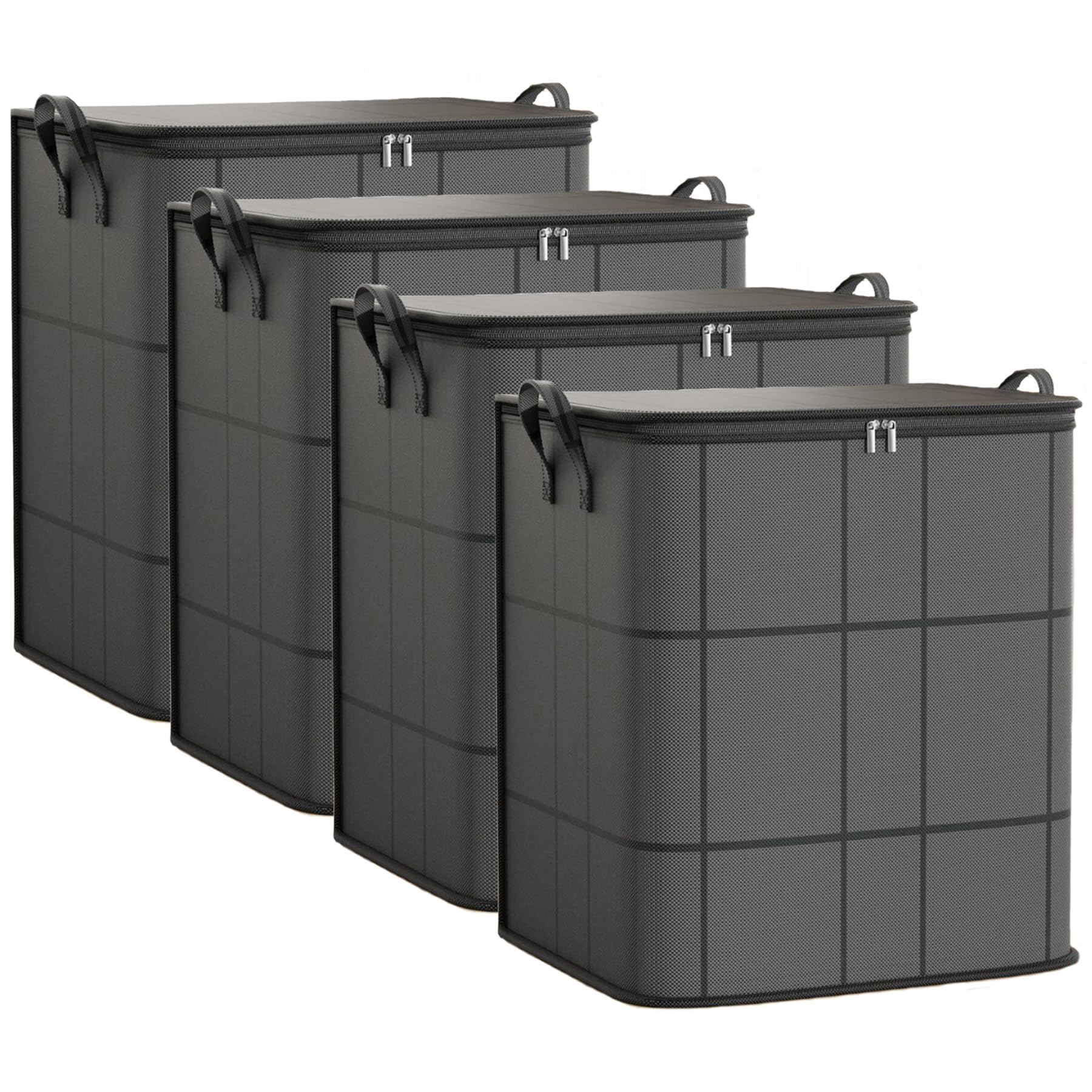 4 Pack 100 L Large Clothes Storage Bags, Comforter Storage organizers with lid, Clothing Storage Bins with Reinforced Handles, Sturdy Zippers, for Clothes & Bedding