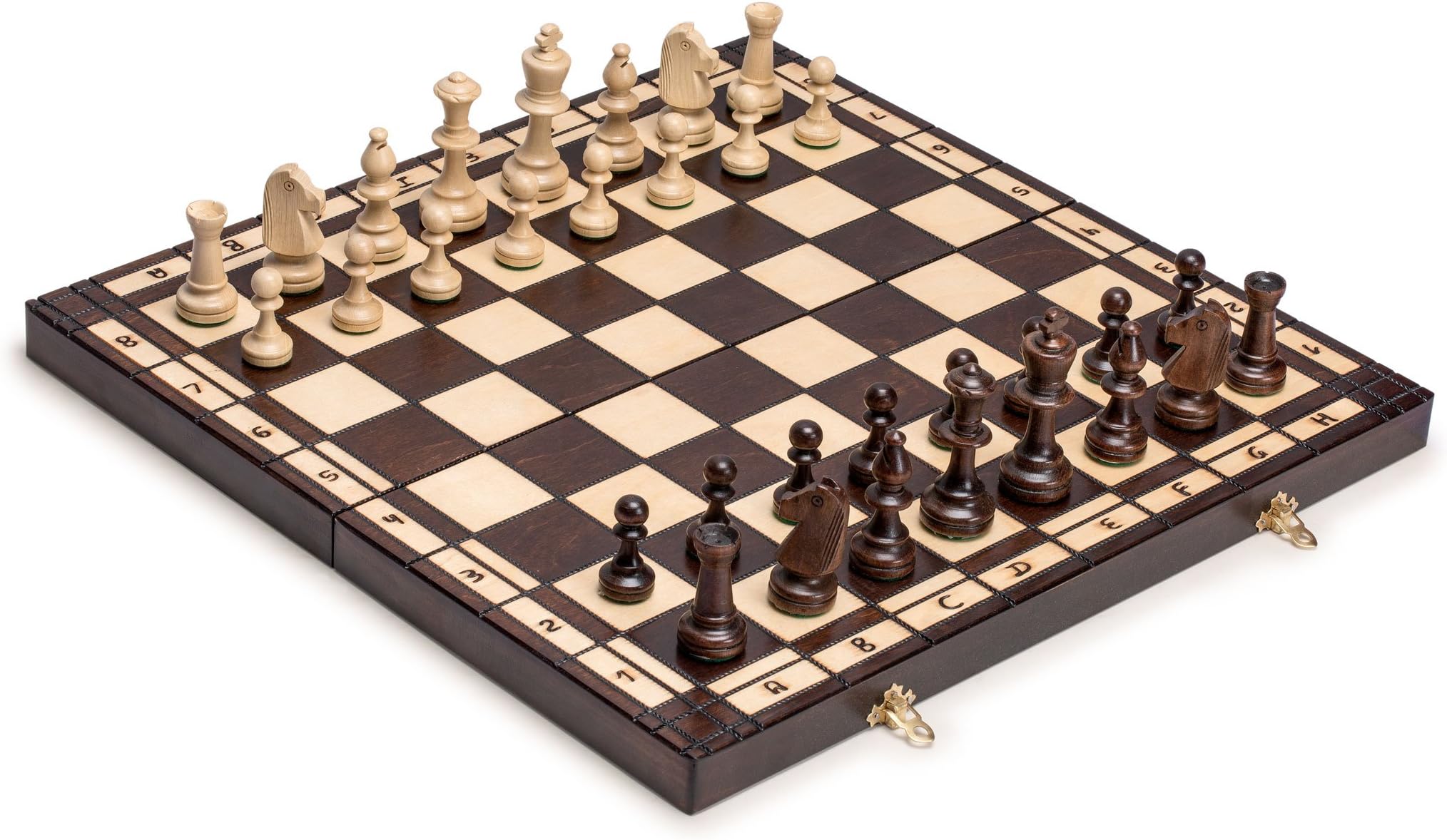 Large European Wooden Chess and Checkers Multi-Game Set