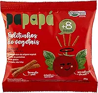 Papapá, Palitinho de vegetais infantil (Biscoito), Orgânico, Sabor Tomate & Manjericão, 20g, Vermelho