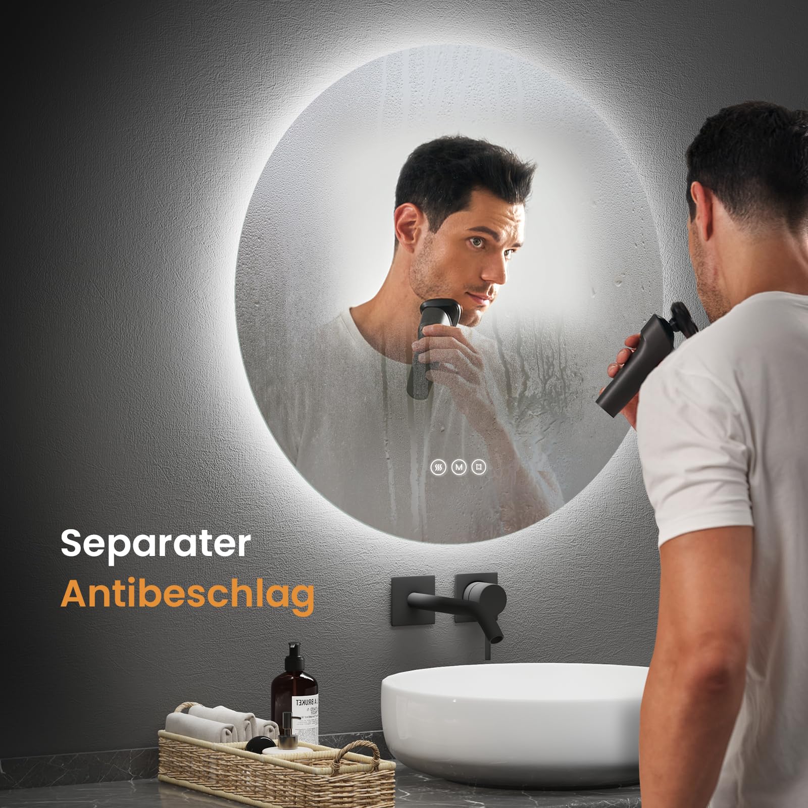 Badkamerspiegel Boss & Wessing Luma Dimbare LED Verlichting Condensvrij 100x70 Cm