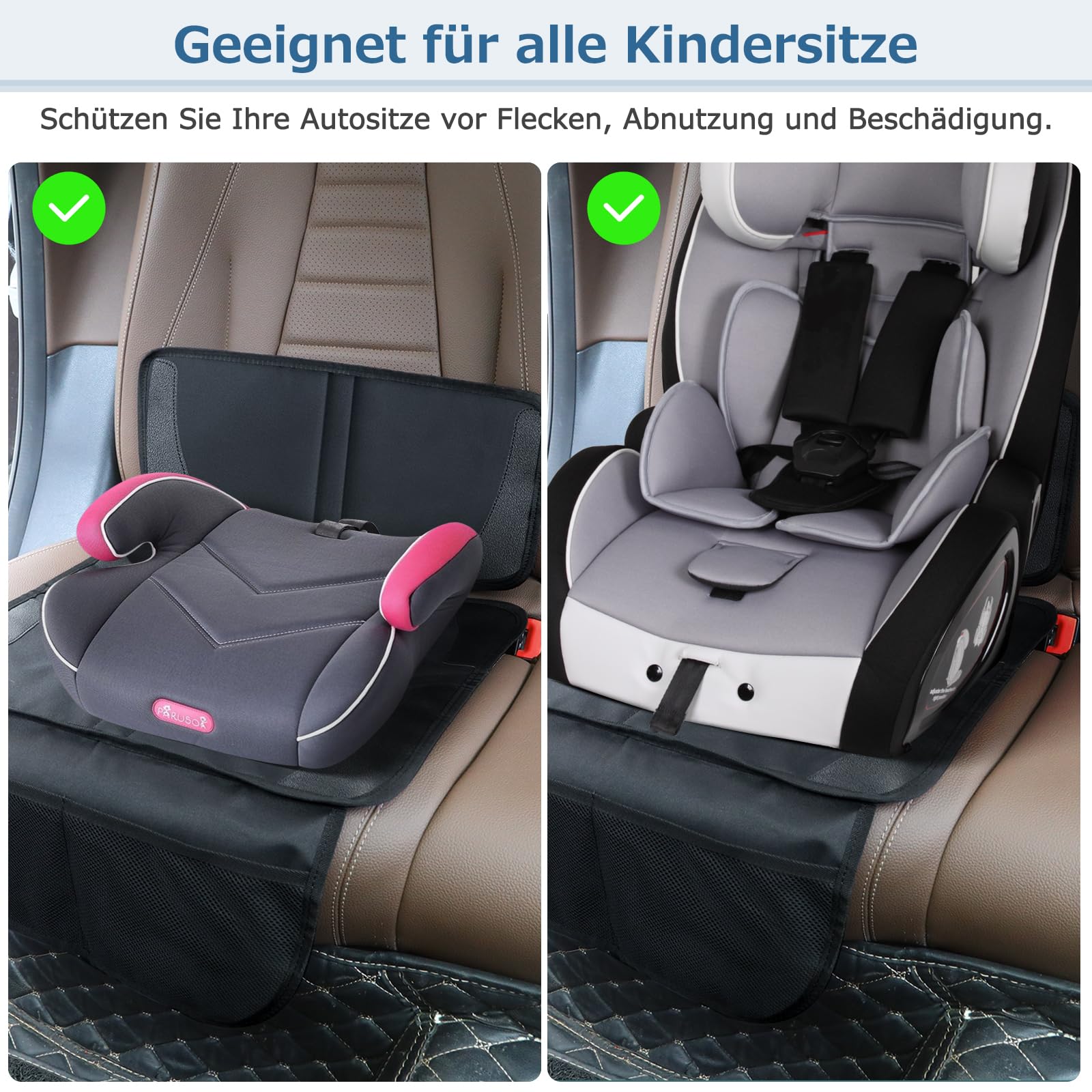 Podkładka pod fotelik samochodowy, Kompatybilna z ISOFIX Osłona fotela samochodowego pod fotelik dziecięcy, Wodoodporna i antypoślizgowa Osłona fotela samochodowego Rozmiar uniwersalny, 600D