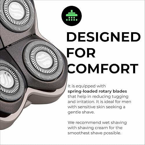 Miniatura 5 de Skull Shaver Forte PRO 4 Head Replacement Blade - Shaver Blade for Wet & Dry Shaving - Rotary Heads Design - Japanese Stainless Steel - Compatible