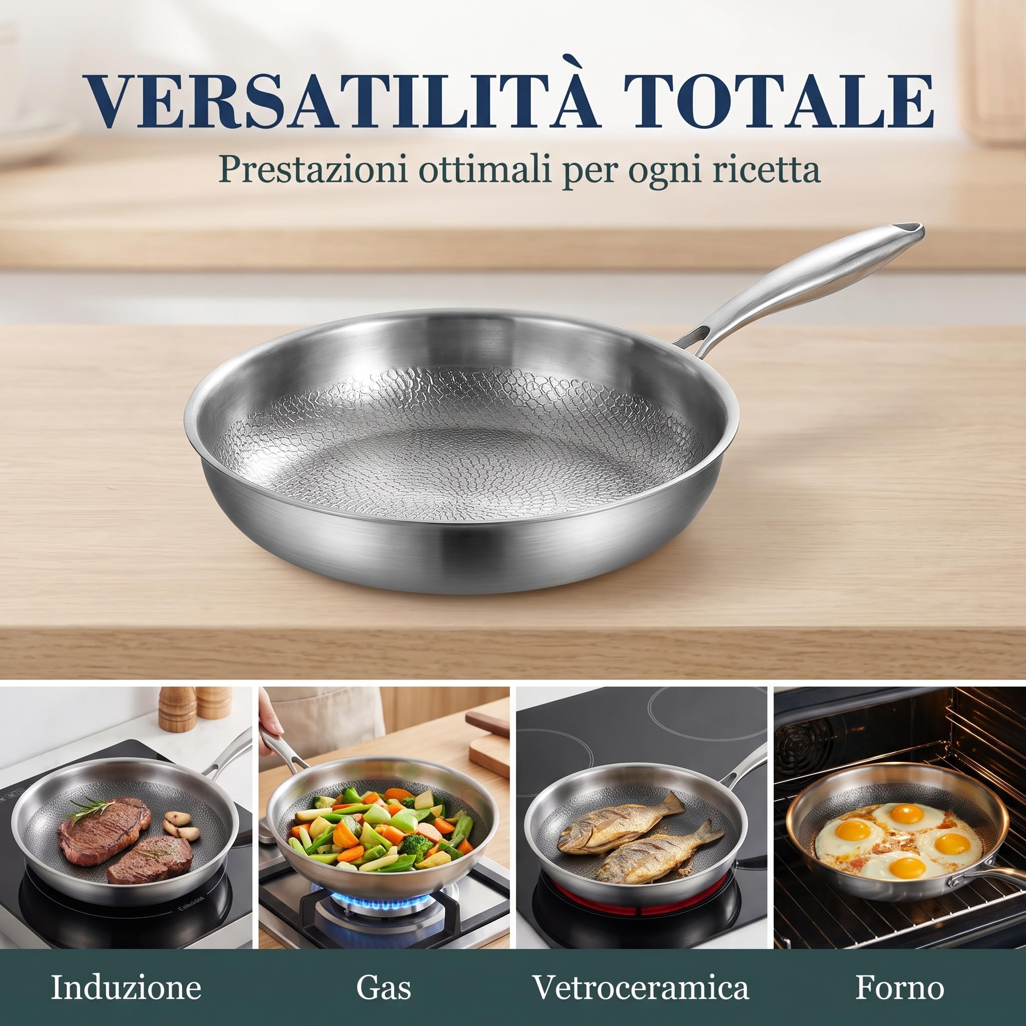 Padella in Titanio Puro, Padella Titanio Puro，Senza coperchio：26cm