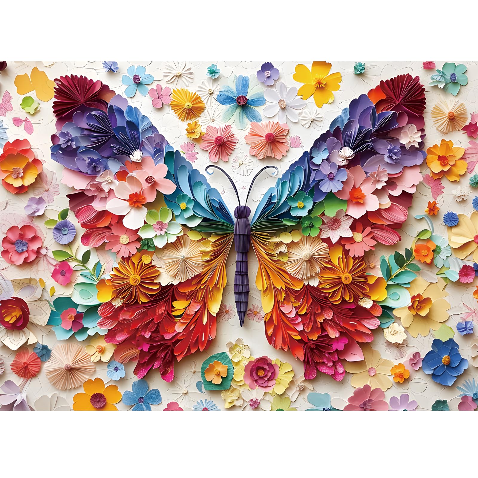 500 Piece Puzzle for Adult,Colorful Butterfly Flower Puzzle for Adults Seniors,Vivid Butterfly Paper Art Unique Fun Jigsaw Puzzle,Challenging Family Game Gift for Friends Men Women Seniors, 20.5*15In