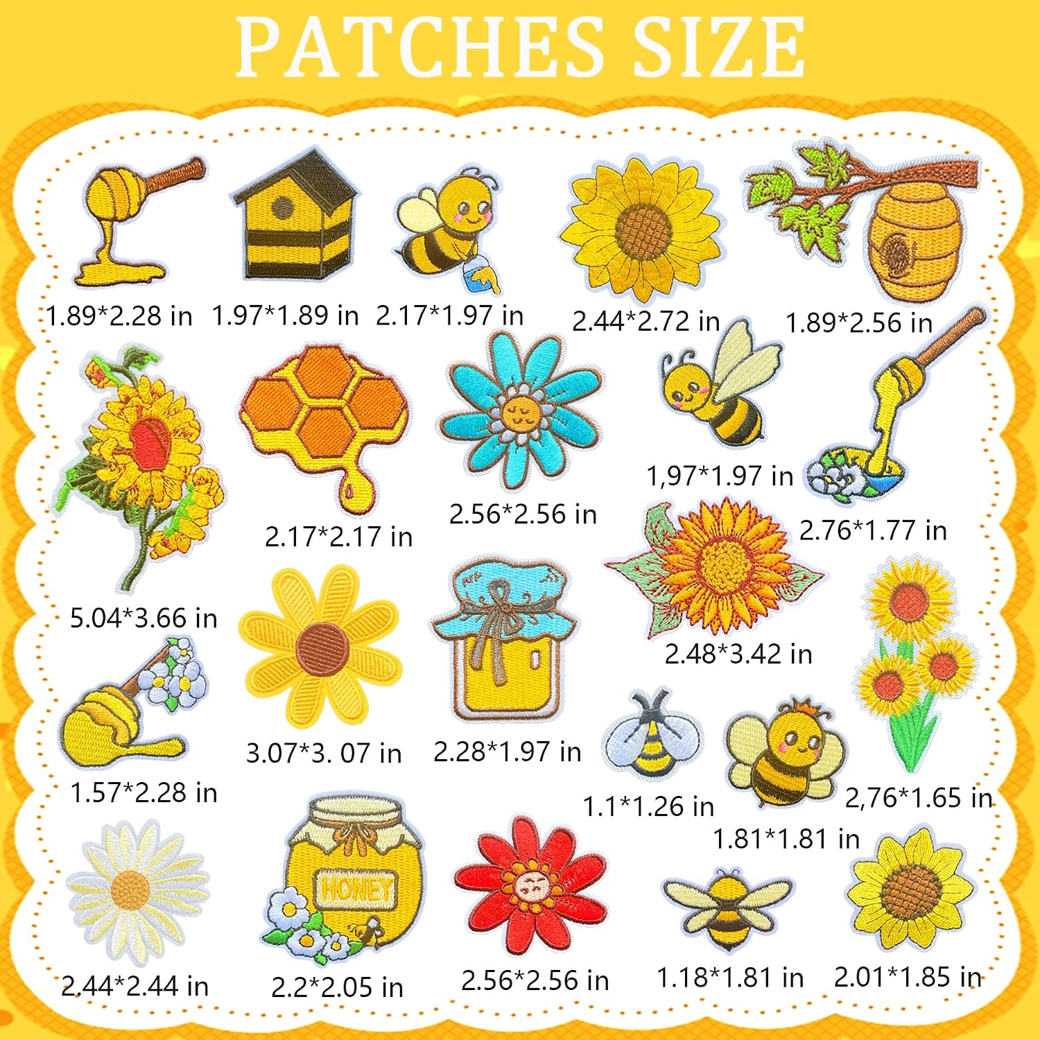 30Pcs Iron on Patches,Cute Bee Embroidered Applique Iron On/Sew on Funny Patch for Clothes Hats Backpacks T-Shirts, Jackets, Jeans, Shoes, Dresses (Cute Bee,30Pcs)