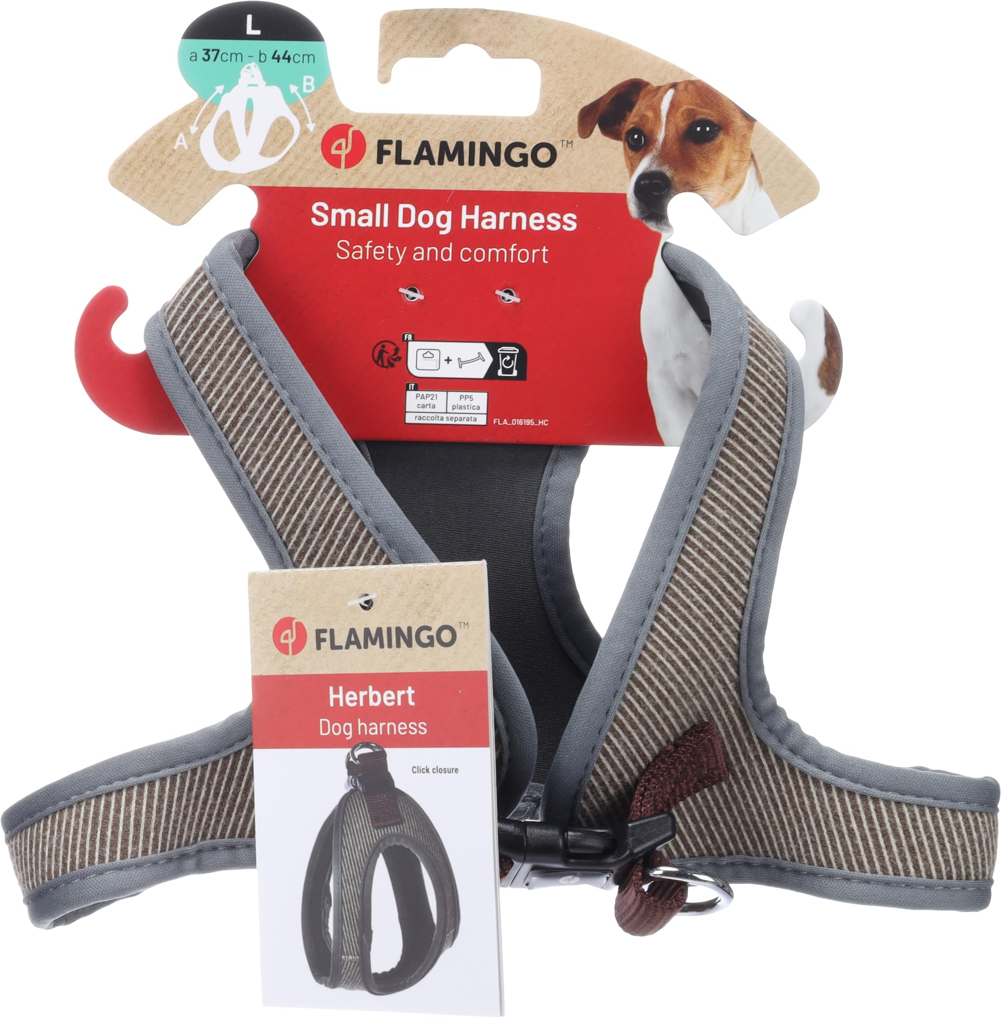 Dog Harness Step&Go Herbert Light brown L 37cm 44cm