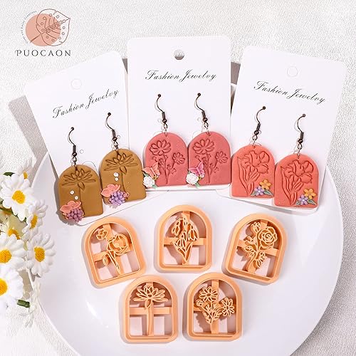 Miniatura 3 de Puocaon Cortadores de arcilla Ocean Wave  5 piezas de cortadores de arcilla para joyas de arcilla polimérica, cortador de aretes de arcilla