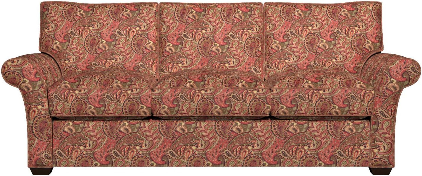 Burgundy Green and Red Abstract Paisley Contemporary Upholstery Fabric by The Yard - SKU: Genesis Henna