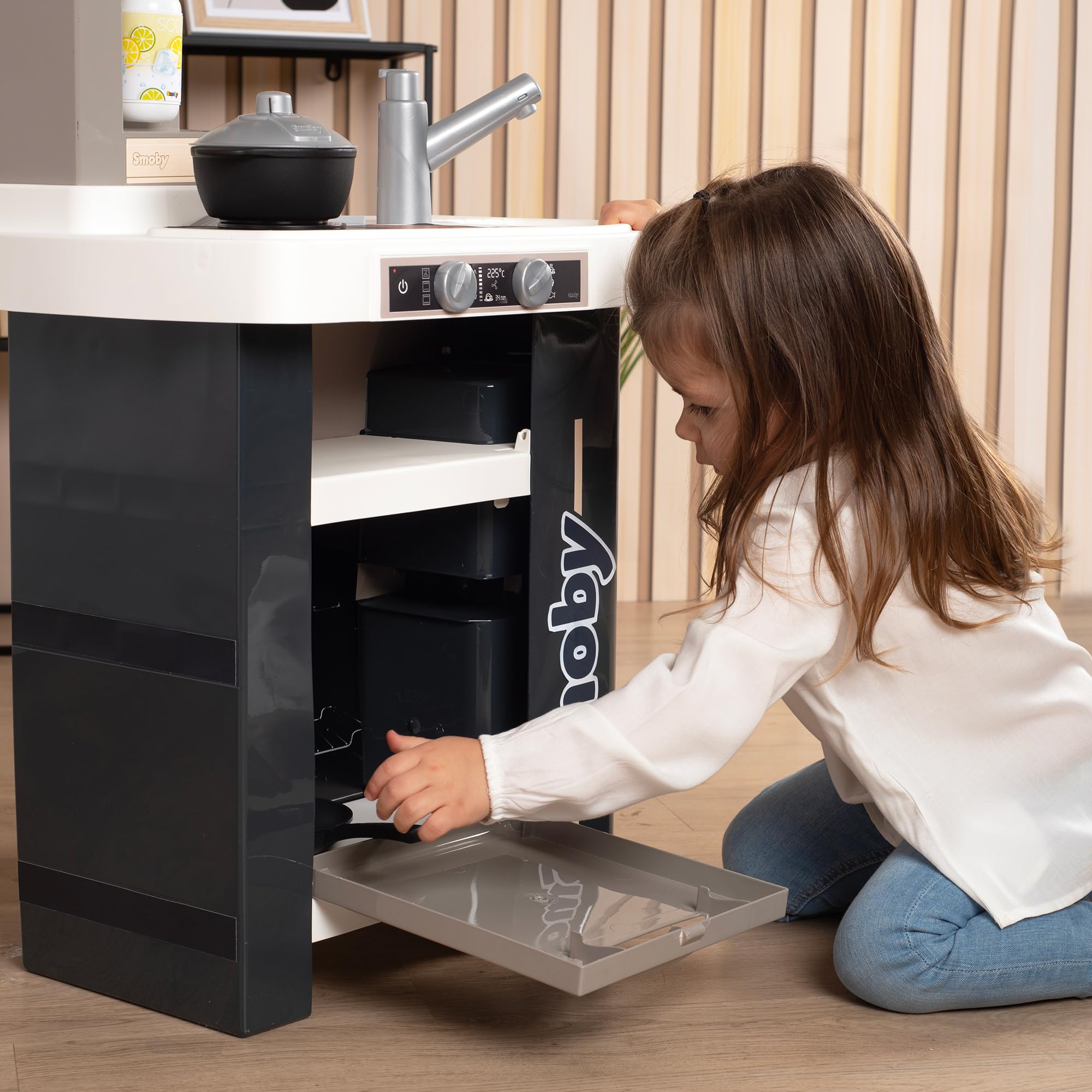 Smoby - Cucina Studio, 7600311056, +3 anni, trendy, 27 accessori, altezza 99 cm