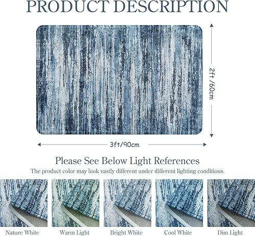 Miniatura 2 de Lahome Modernos tapetes degradados para puerta de interior para entrada, 2 x 3 pulgadas, tapetes pequeños Wahable para cocina, antideslizante,