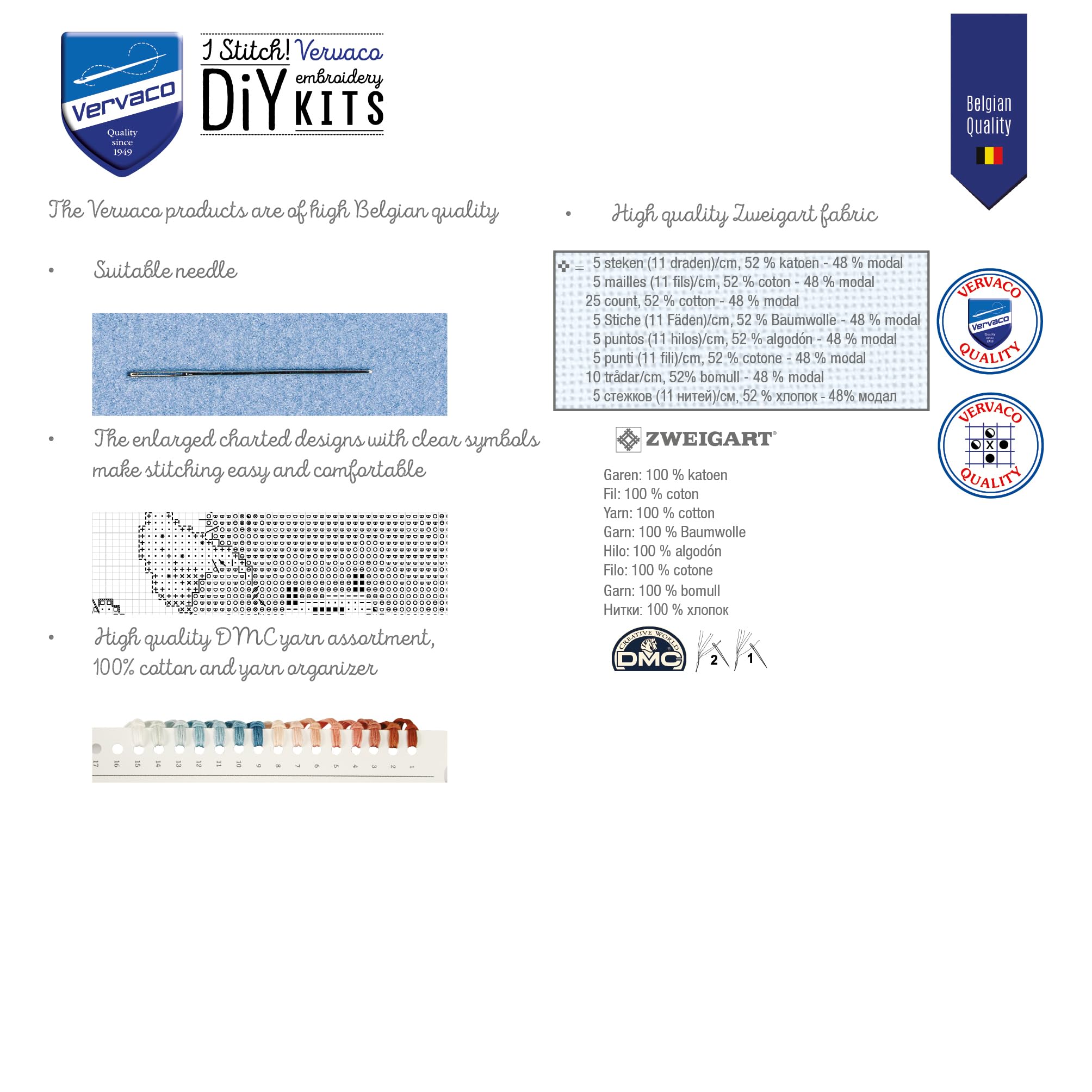 VERVACO Haft Krzyżykowy Liczony Zestaw Obraz do Haftu ALPAKA Zrób to Sam Zestaw Kreatywny dla Dorosłych 24 x 36 cm Dekoracja Ścienna DIY Cross Stitch Kit