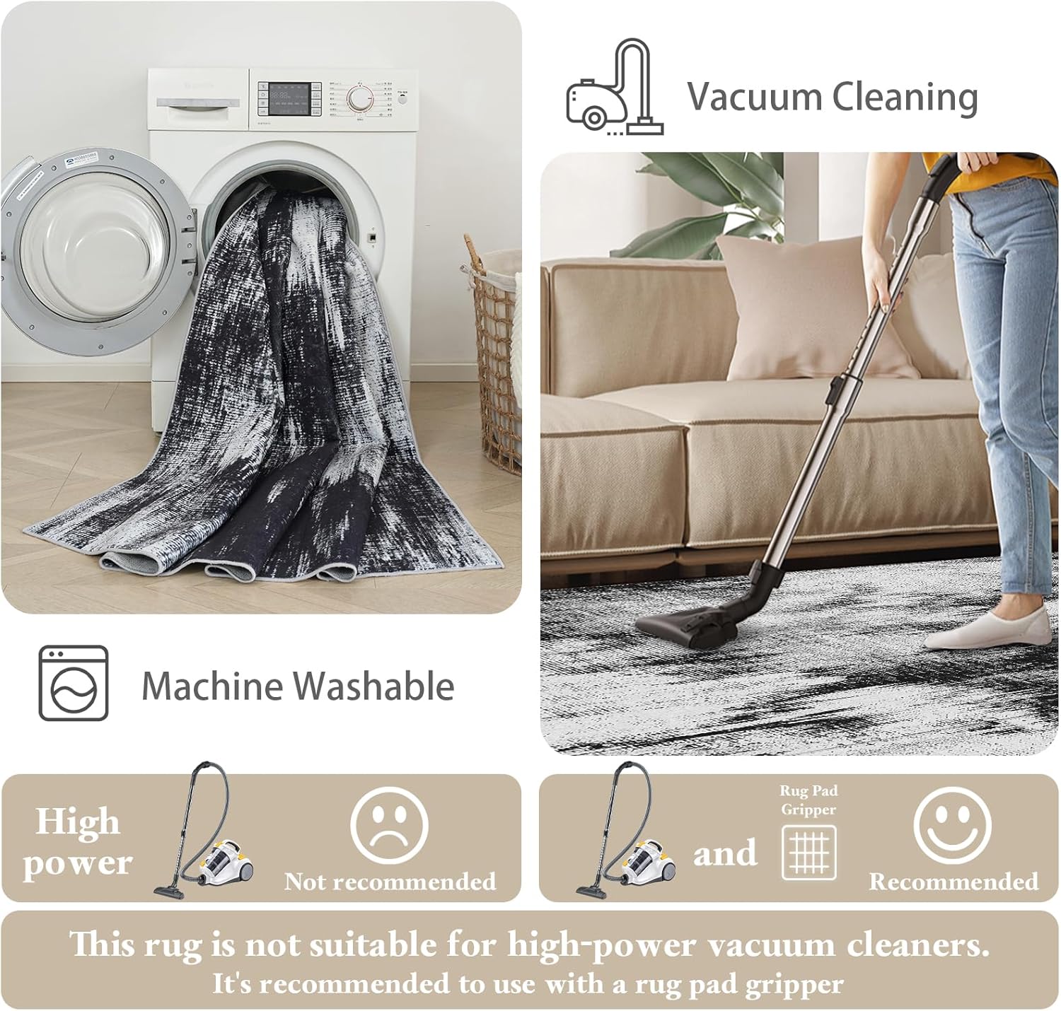 3x6 Kitchen Hallway Runner Rug: Long Washable Rug Runner Non-Slip Indoor Abstract Rugs - Low Pile Soft Floor Runners for Bedroom Living Room Dining Entryway Bathroom Laundry Black White 3x6
