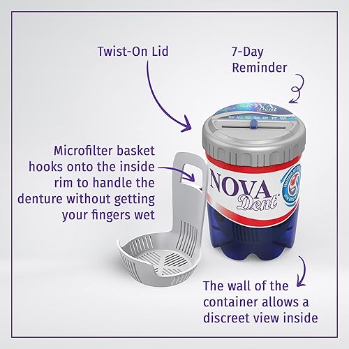 Miniatura 3 de Novadent Baño de remojo - Contenedor de limpieza (con recordatorio de día)