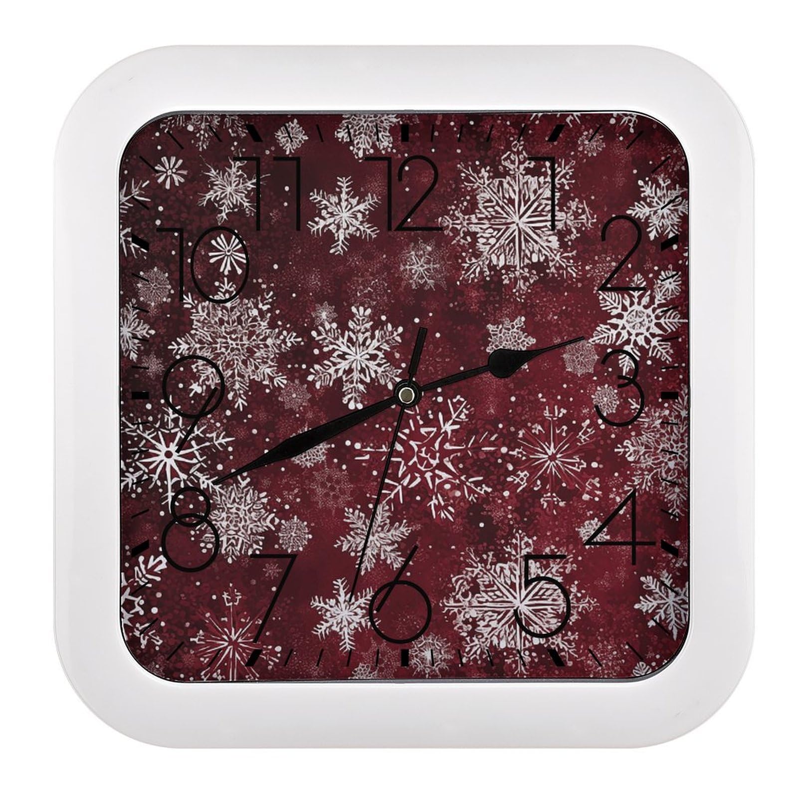 Horloge murale rétro imprimé flocon de neige pour salon et cuisine