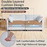 Vista 5 de Polar Aurora Sofá modular de gran tamaño, cómodo juego de sofá cama con 2 almohadas para reposabrazos, 2 asientos, combinación moderna de pana