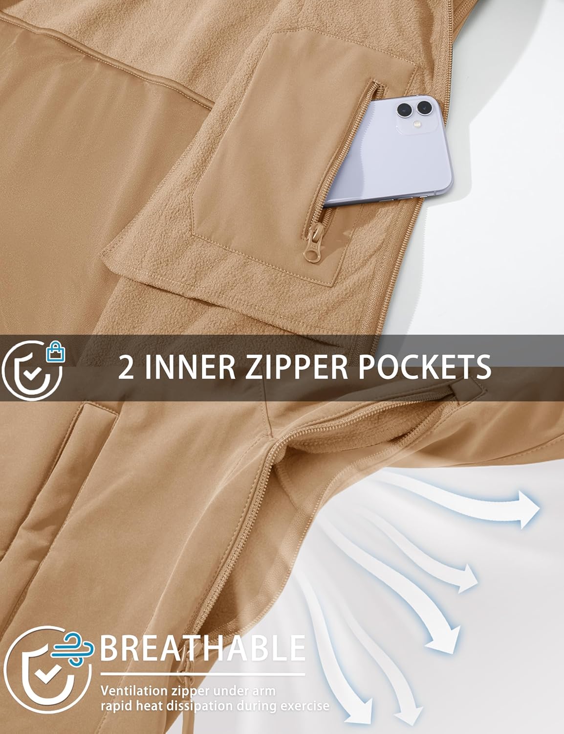 MAGCOMSEN Men's Tactical Jacket Winter Snow Ski Jacket Water Resistant Softshell Fleece Lined Winter Coats Multi-Pockets - Image 5