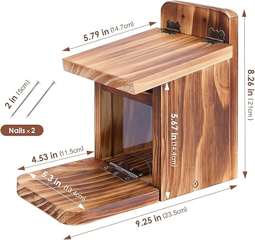 Miniatura 4 de MIXXIDEA Caja de alimentación de ardilla de madera, resistente casa de alimentación de ardillas con grosor de madera de 0.6 in, no requiere montaje,