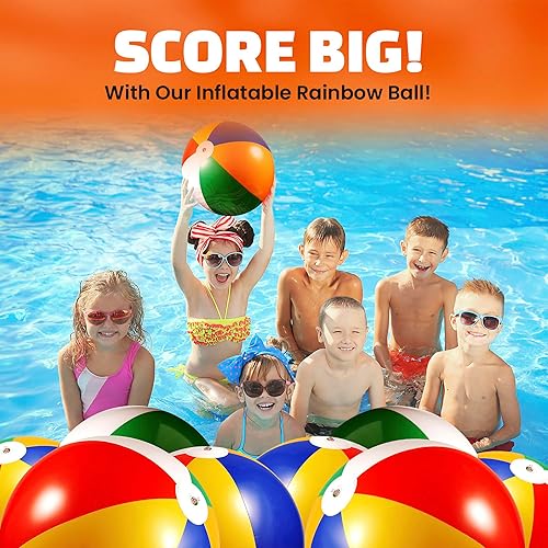 Miniatura 2 de Pelotas de playa inflables a granel, paquete de 12 bolas inflables de playa arcoíris de 16 pulgadas para niños, docena de pelotas de playa para