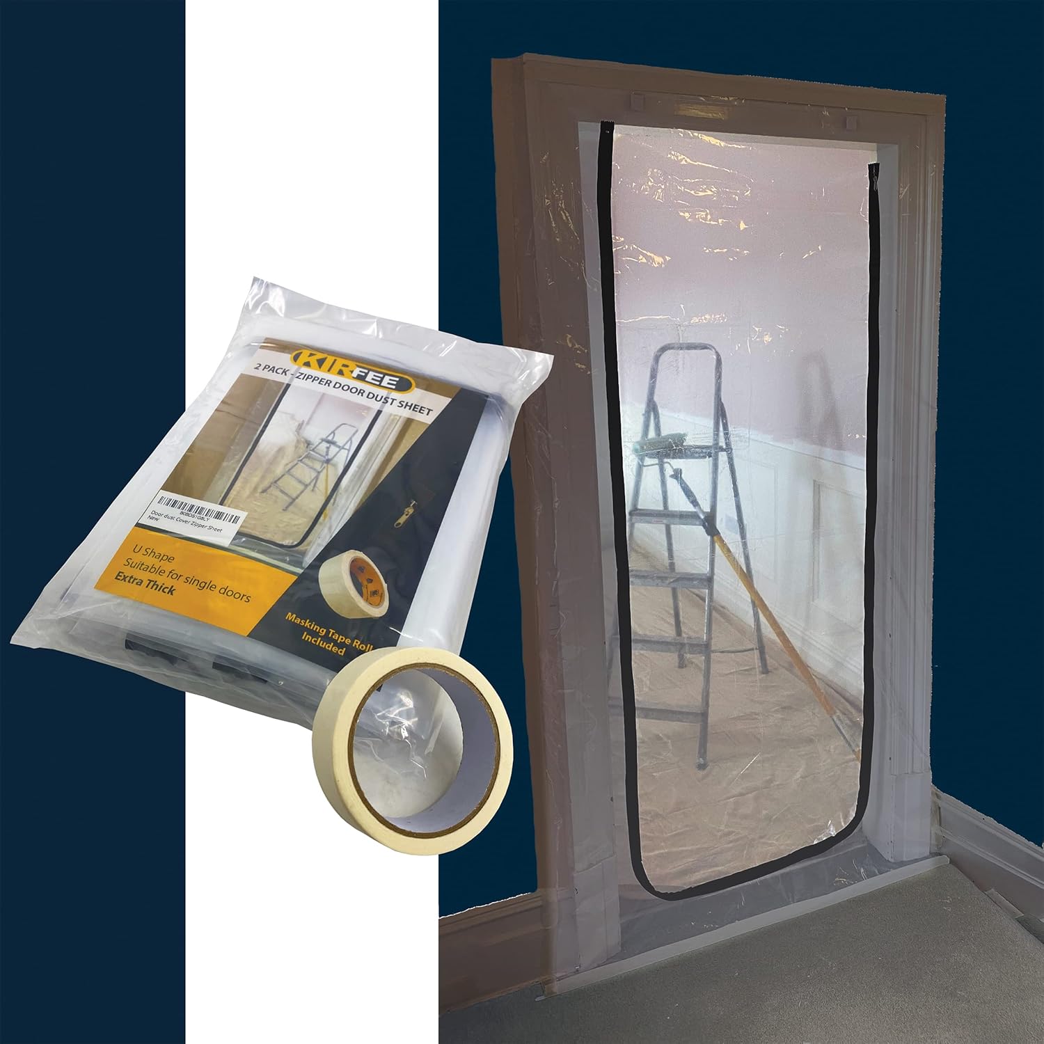 KIRFEE 2 Pack Plastic Door Covers for Interior Doors, Dust Door Sheet