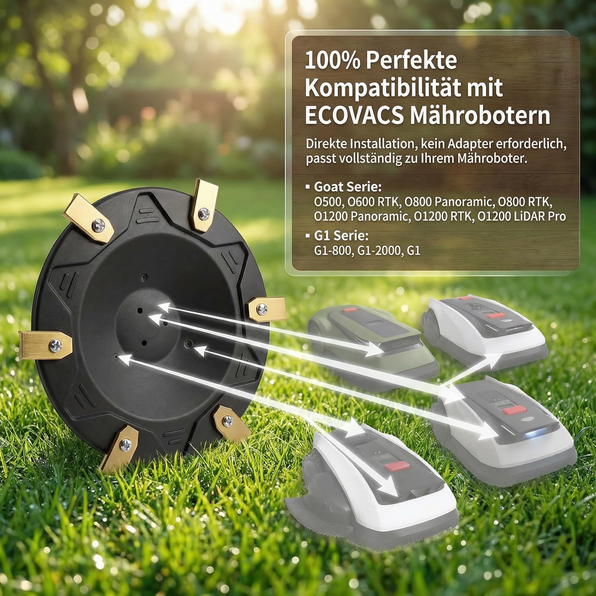 6-częściowy zestaw tarcz do noży kompatybilnych z ECOVACS Goat O500, O800, O1200, G1-800, G1-2000, G1, talerzykiem do koszenia premium, tworzywo sztuczne wzmocnione włóknem szklanym, na 6 ostrzy