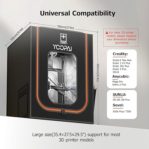 Miniatura 26 de Carcasa para impresora 3D con iluminación LED, resistente al polvo, a prueba de polvo, cubierta protectora de temperatura constante para Creality