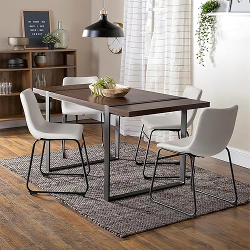 Miniatura 8 de PUKAMI Juego de 2 sillas de comedor de piel sintética, sillas de cocina y comedor de 18 pulgadas, modernas sillas de comedor sin brazos con respaldo