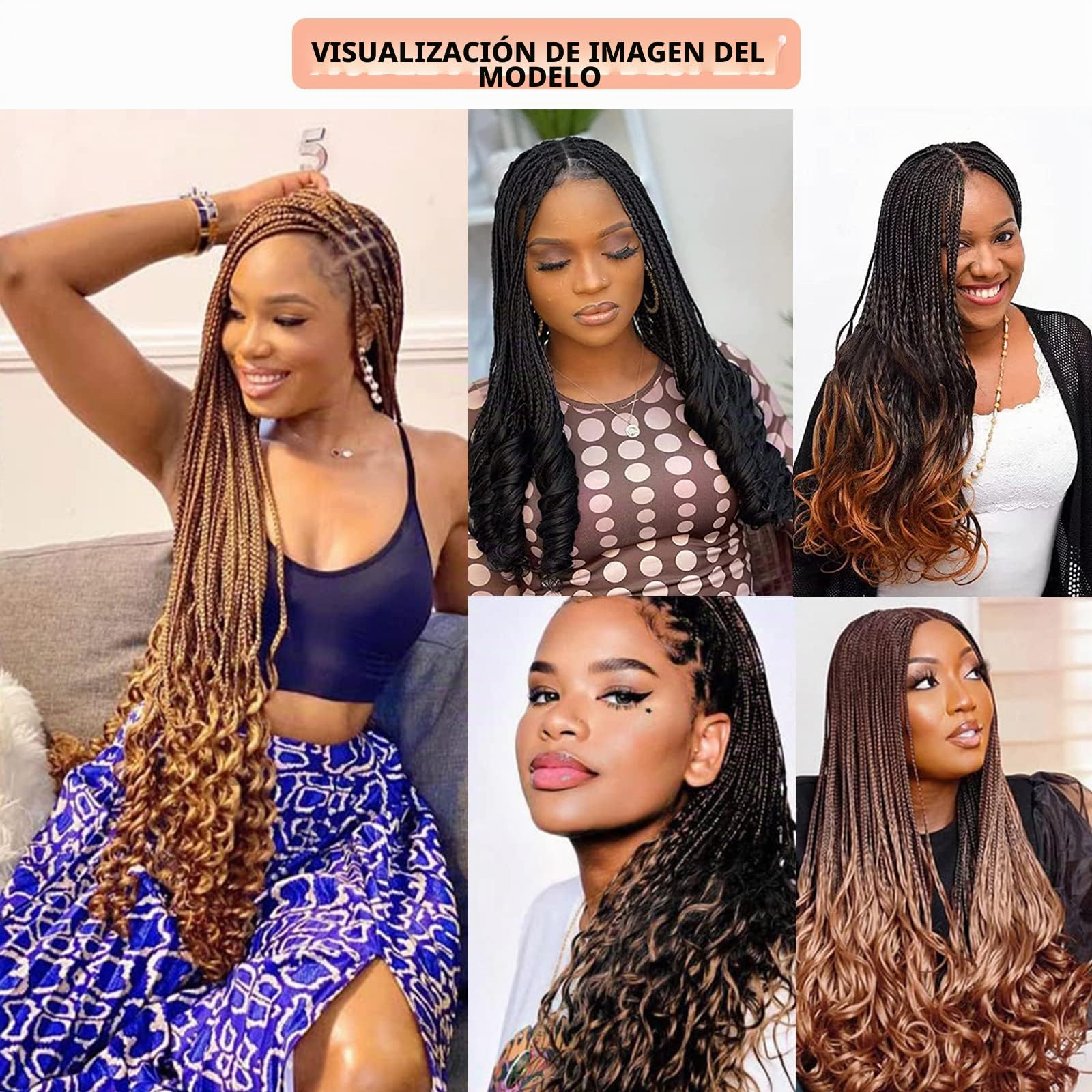 French Curl Braiding Hair, 24 Inch 8 Pack Soft Curly Braiding Hair Extensions, Pre Stretched Bouncy Braiding Hair Loose Wave Braiding Hair for Women (1B#)