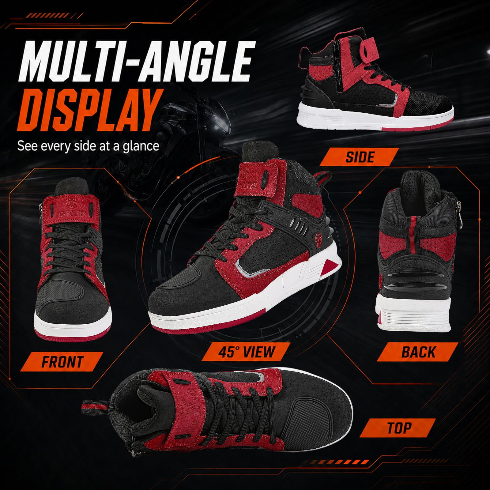 Botas de Moto, Zapatillas Motociclista para Hombre, Calzado Patillas de Cuero, Certificación CE Ventilada & Antideslizantes para Motocross