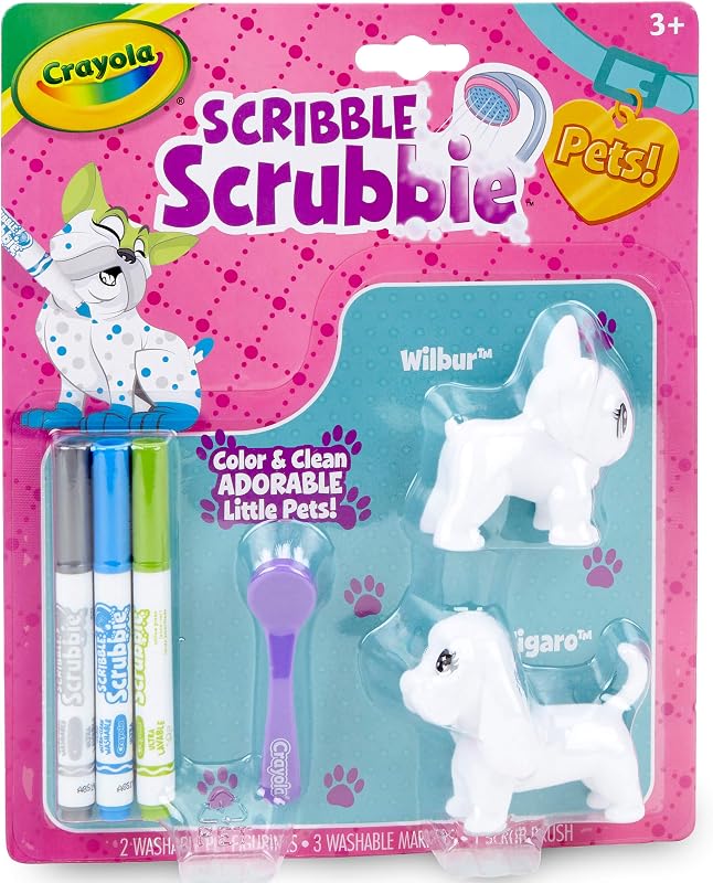 Crayola Scribble Scrubbie Pets, French Bulldog & Basset Hound, Kids Toys, Gift for Girls & Boys, Age 3, 4, 5, 6