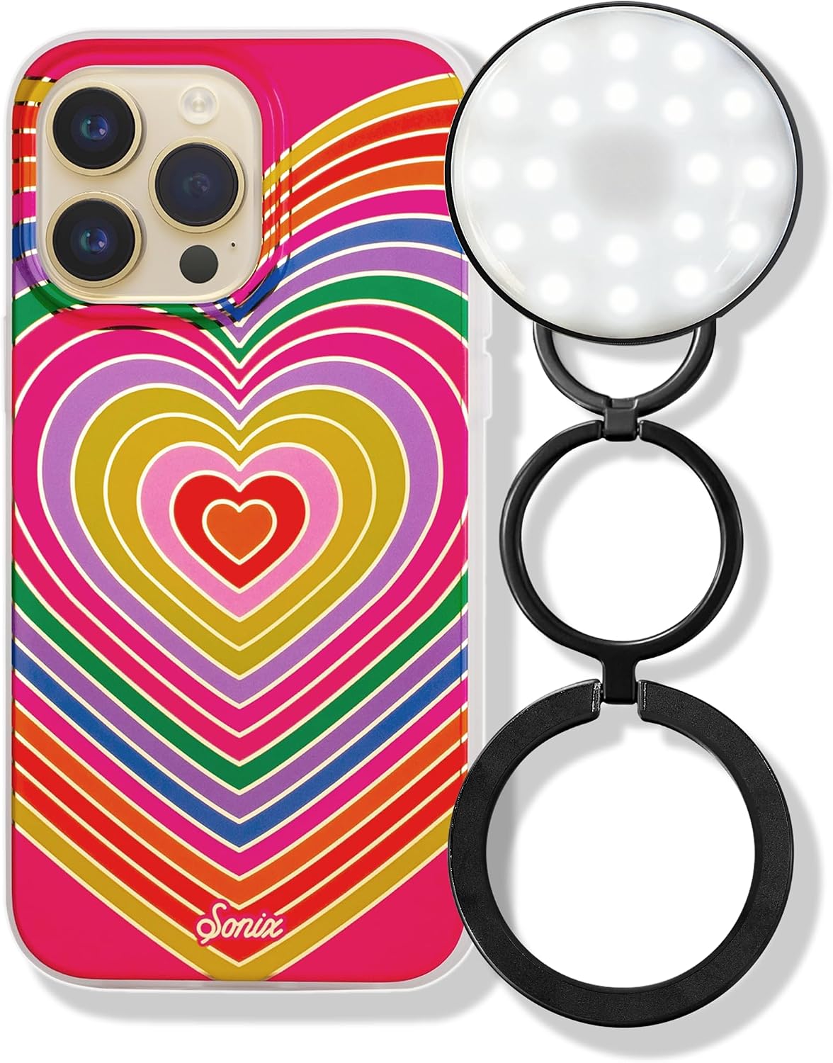 Sonix Case + MagLink PopUp Light for MagSafe iPhone 14 Pro | Rainbow Hearts