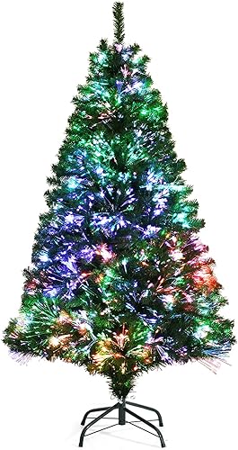 Goplus Árbol de Navidad de lápiz de fibra óptica de 7 pies, árbol de Navidad artificial delgado preiluminado con luces de colores, 697 puntas de disponible en Yaxa Colombia