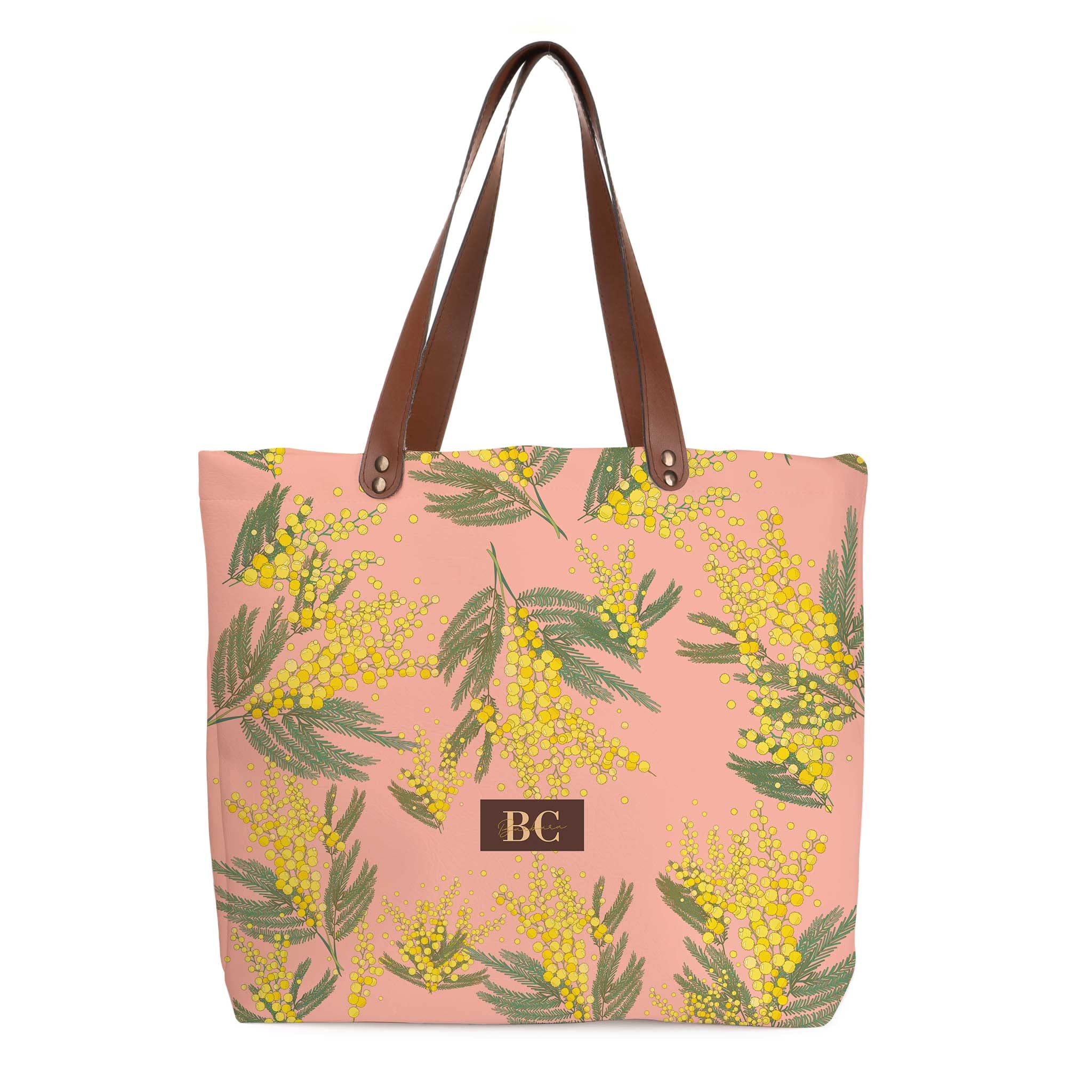 Wanapix - Bolso Shopper Personalizado - Pon tus Fotos/Diseños/Textos por las 2 caras - Bolso de Hombro Grande con 32 litros de Capacidad - Con asas marrones de polipiel