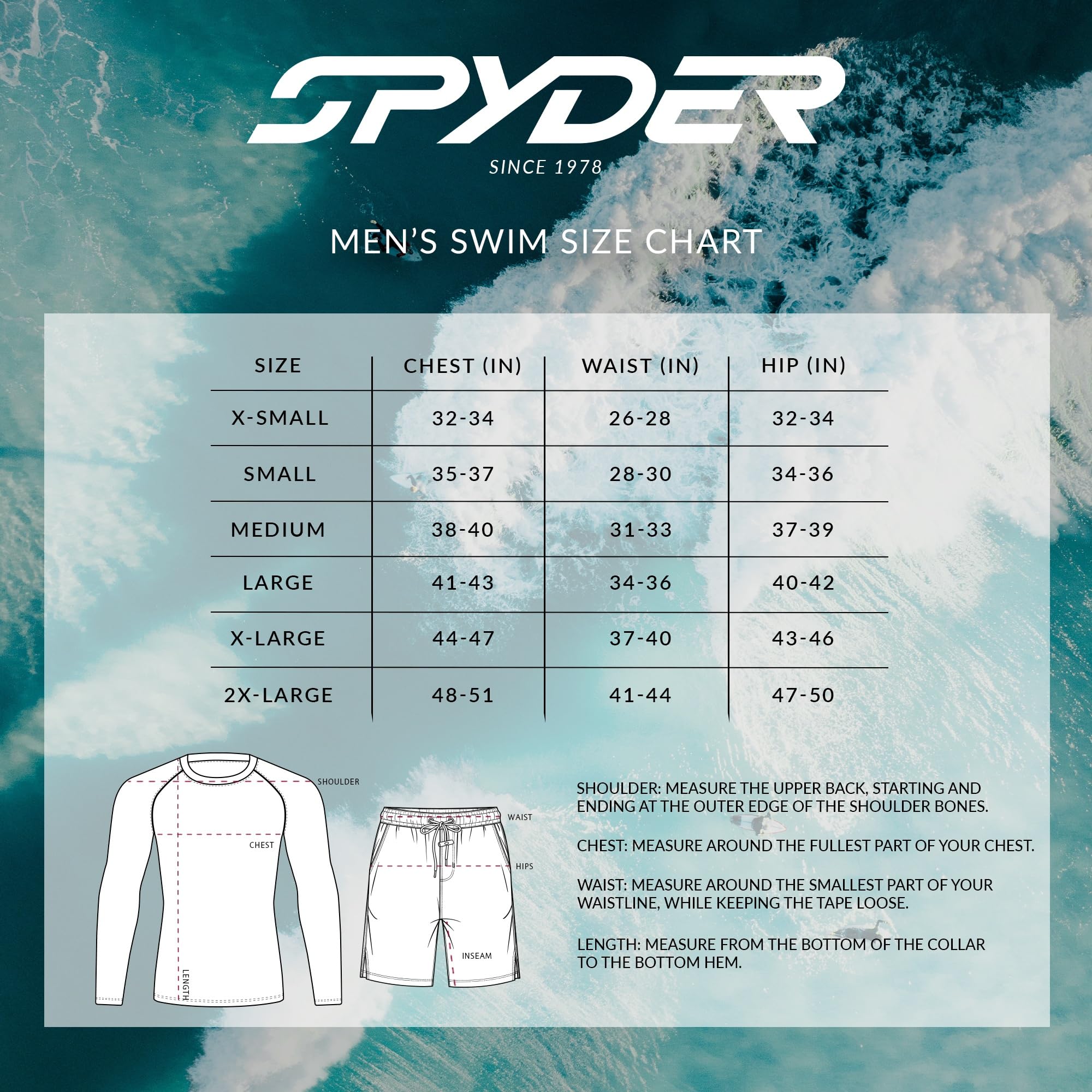Spyder Spodenki kąpielowe Mężczyźni Swim Trunks, Stretch, Quick-dry, 7-inch Board Shorts, Upf+, Pockets, Compression Brief Liner