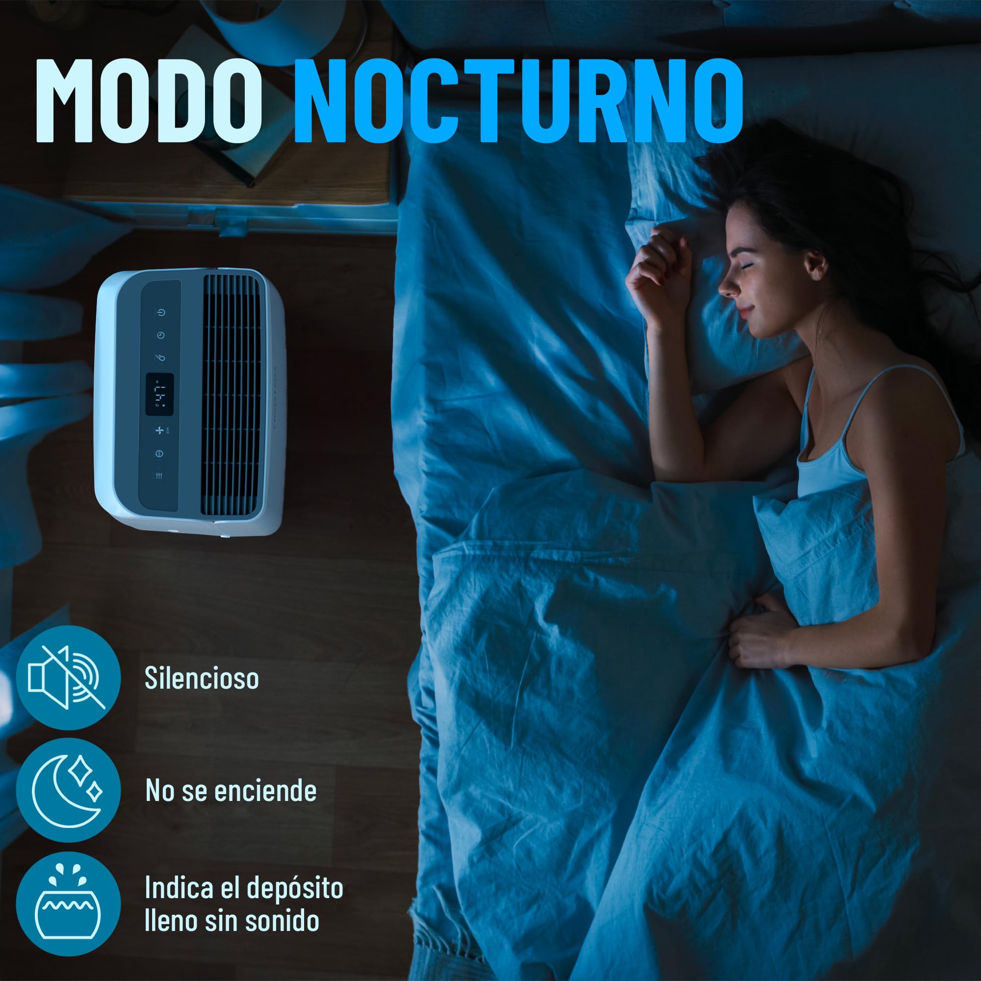 Noaton® DF 4220 WiFi HEPA Deshumidificador 20L/ Día, hasta 70 m2, Purificación del Aire, Control Wifi, Pantalla LED, Apagado Automático, Depósito extraíble 2,2 L, Drenaje continuo, Secadora de Ropa
