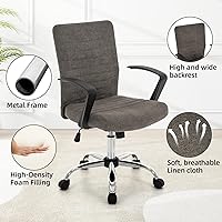 Vista 4 de 422 High Back Ribbed Office Chair Ergonomically Designed with Armrest Executive Swivel Computer Chairs with Wheels for Conference Study Leisure