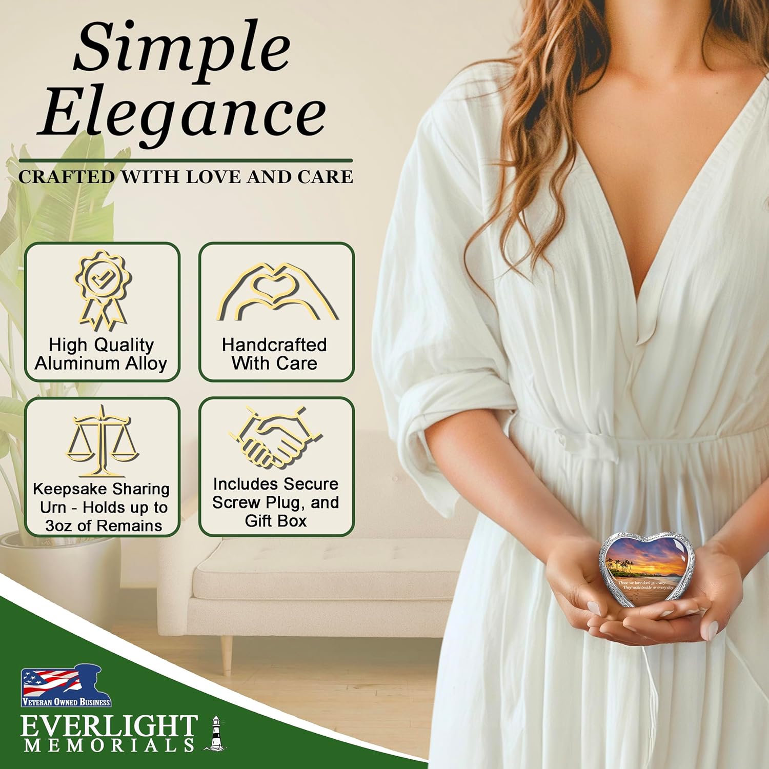 Heart Shaped Keepsake Cremation Urns for Human Ashes - Footprints int The Sand Small Keepsake Urn for Men Women Children Pets - Burial Urns - Image 2