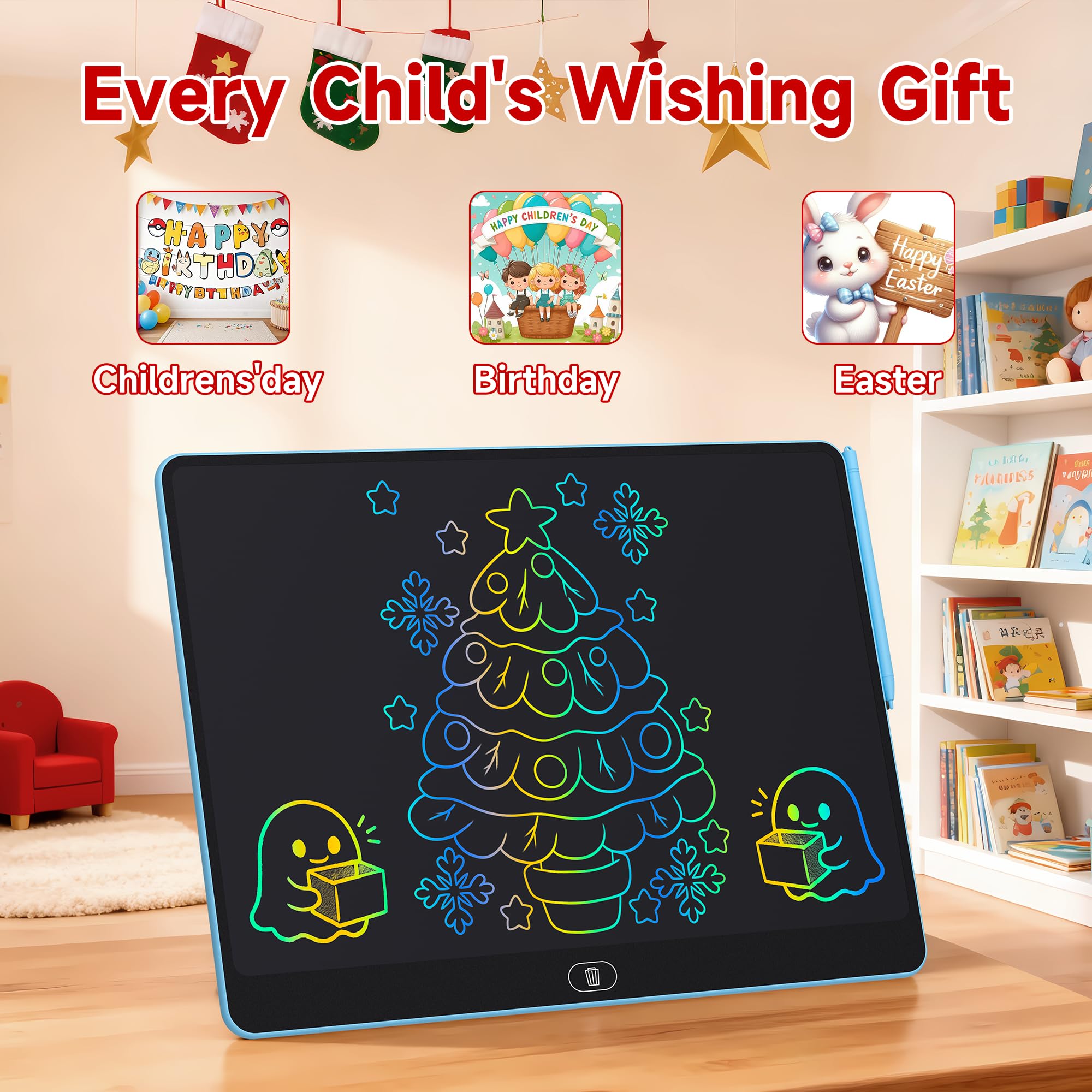 40,6 cm großes LCD-Schreibtablett für Kinder, buntes wiederverwendbares elektronisches Doodle Board mit Stylus, pädagogischer Zeichenblock für Mathematikübungen und Lernen, unverzichtbares