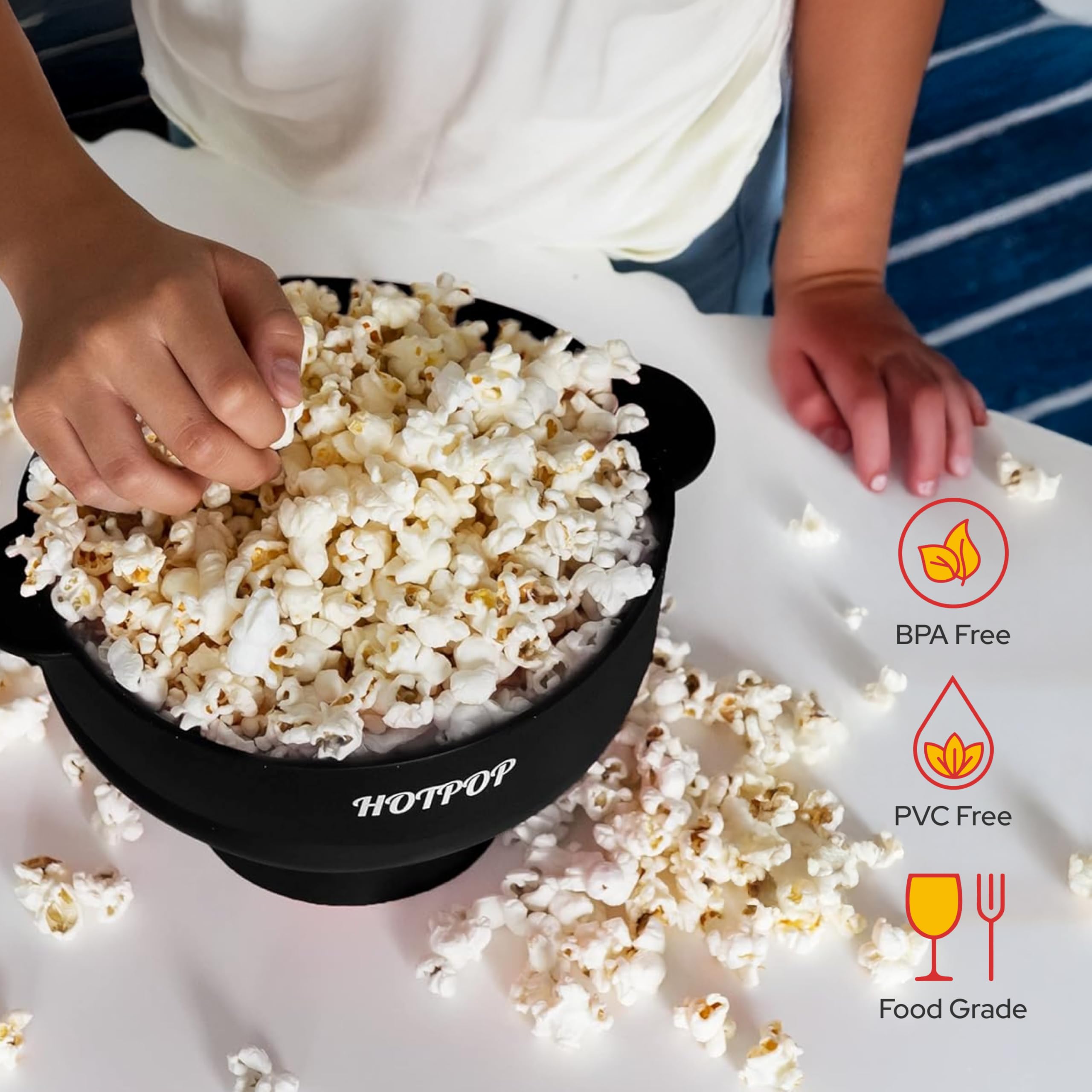 The Original HotPop - Máquina para hacer palomitas de maíz de silicona, para microondas, cuenco plegable, resistente al calor, fácil de limpiar, ideal para noches de cine familiares, capacidad de 15