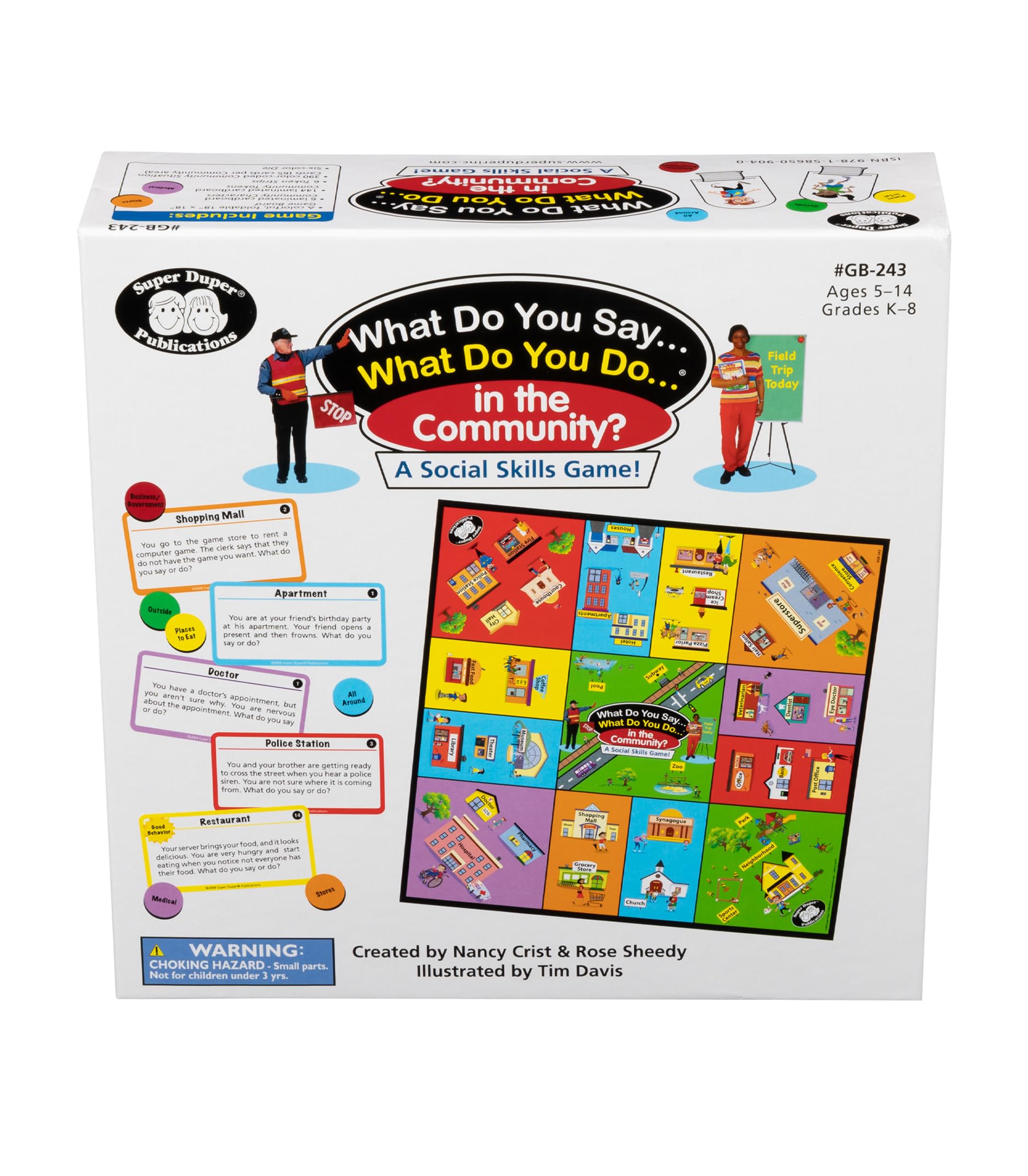 Super Duper Publications | What Do You Say... What Do You Do...(r) in The Community? Social Skills Board Game | 1-6 Players, Ages 5-12