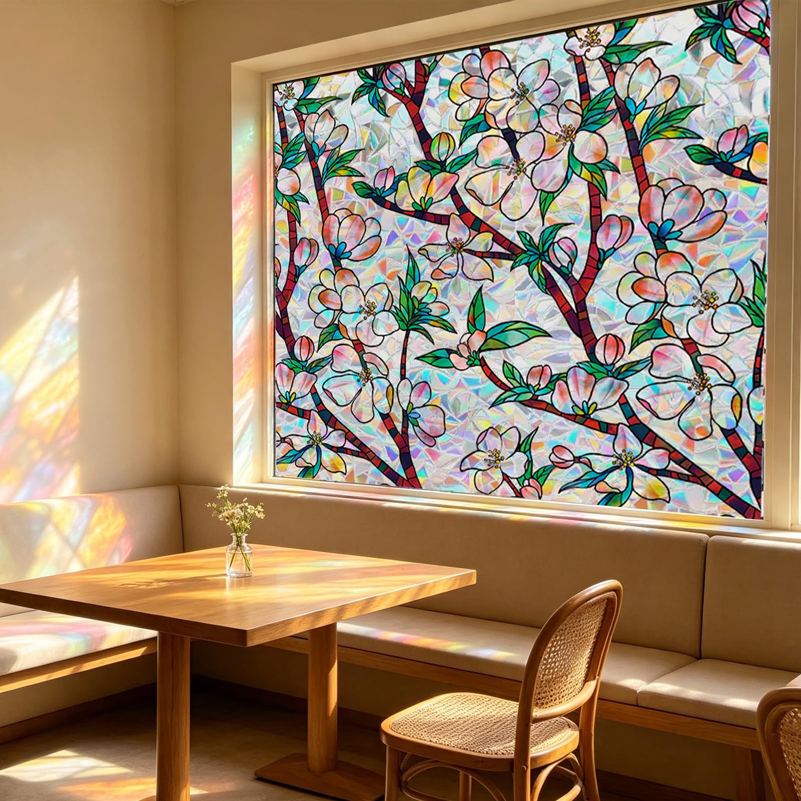 Pellicola Statica per Finestre 50 x 700 cm Pellicola Privacy Finestre 3D Arcobaleno Decorativa Autoadesiva, Anti-Uv e Controllo Del Calore per Casa, Cucina e Ufficio, R