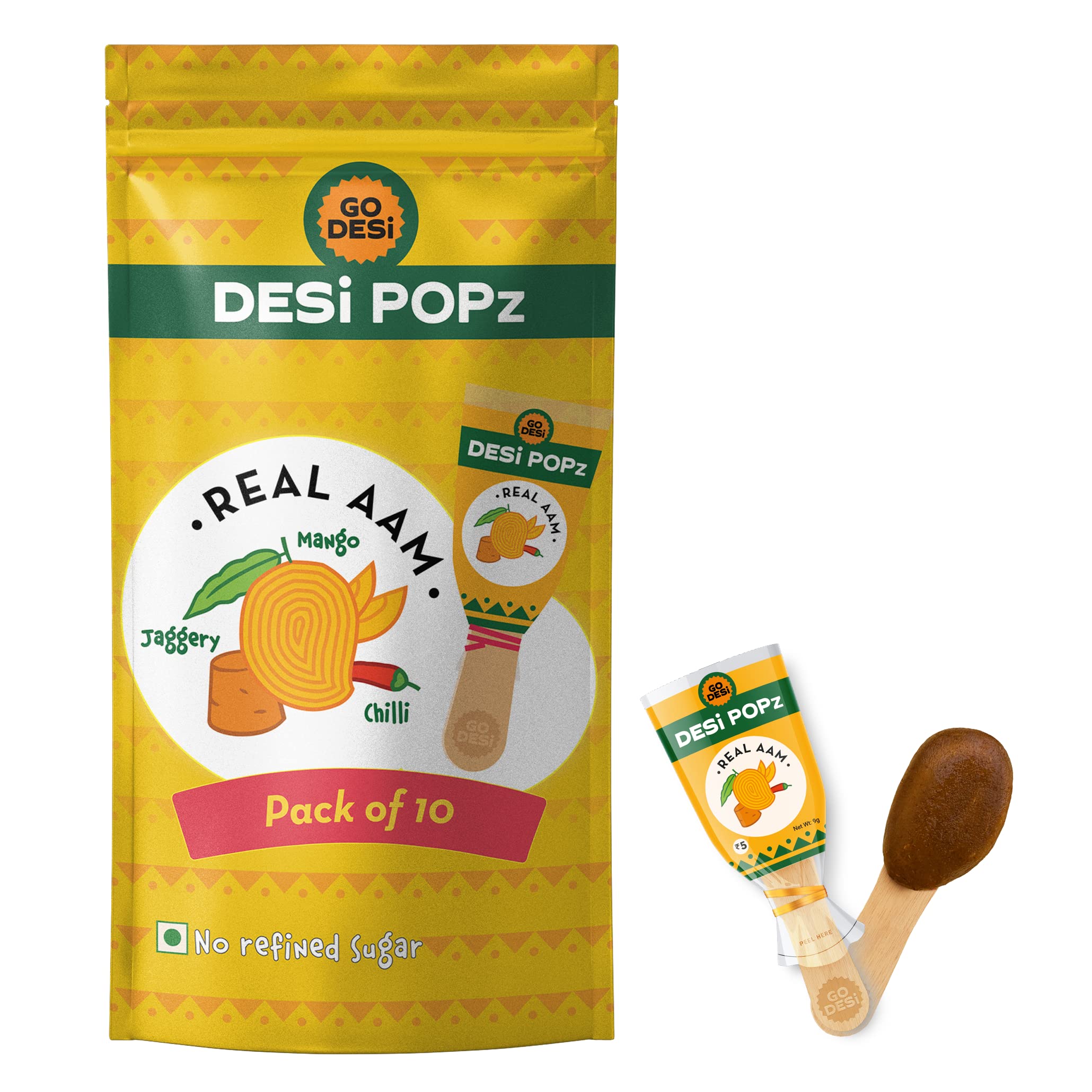 GO DESi Real Aam Popz 64/80g | No Refined Sugar | Lollipop Candy
