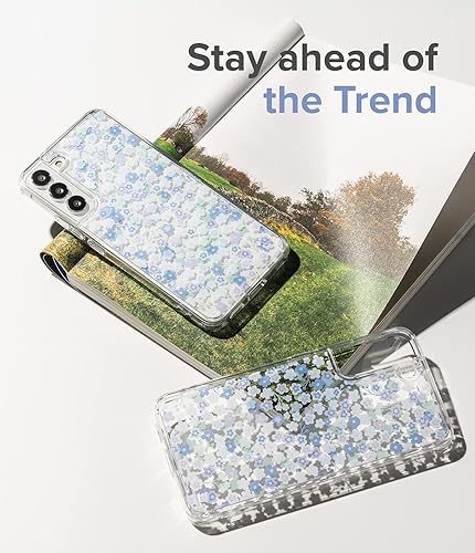 Miniatura 4 de Ringke Fusion Design - Funda compatible con Samsung Galaxy S22 5G (2022), parte trasera dura transparente con diseño floral para niñas y mujeres, a