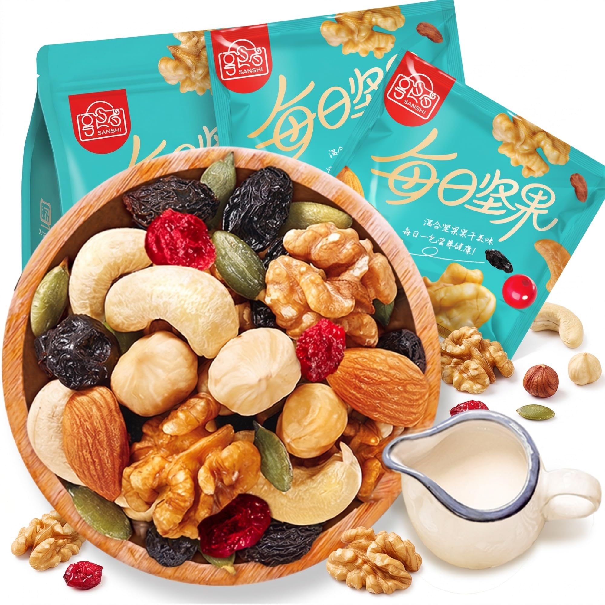 Paquetes Diarios De Refrigerios Nueces Mixtas Y Frutas Secas, 25 G X 50 Bolsas, Ligeramente Tostados, Sin OGM, Azúcar Agregada, Energéticos Saludables For Llevar