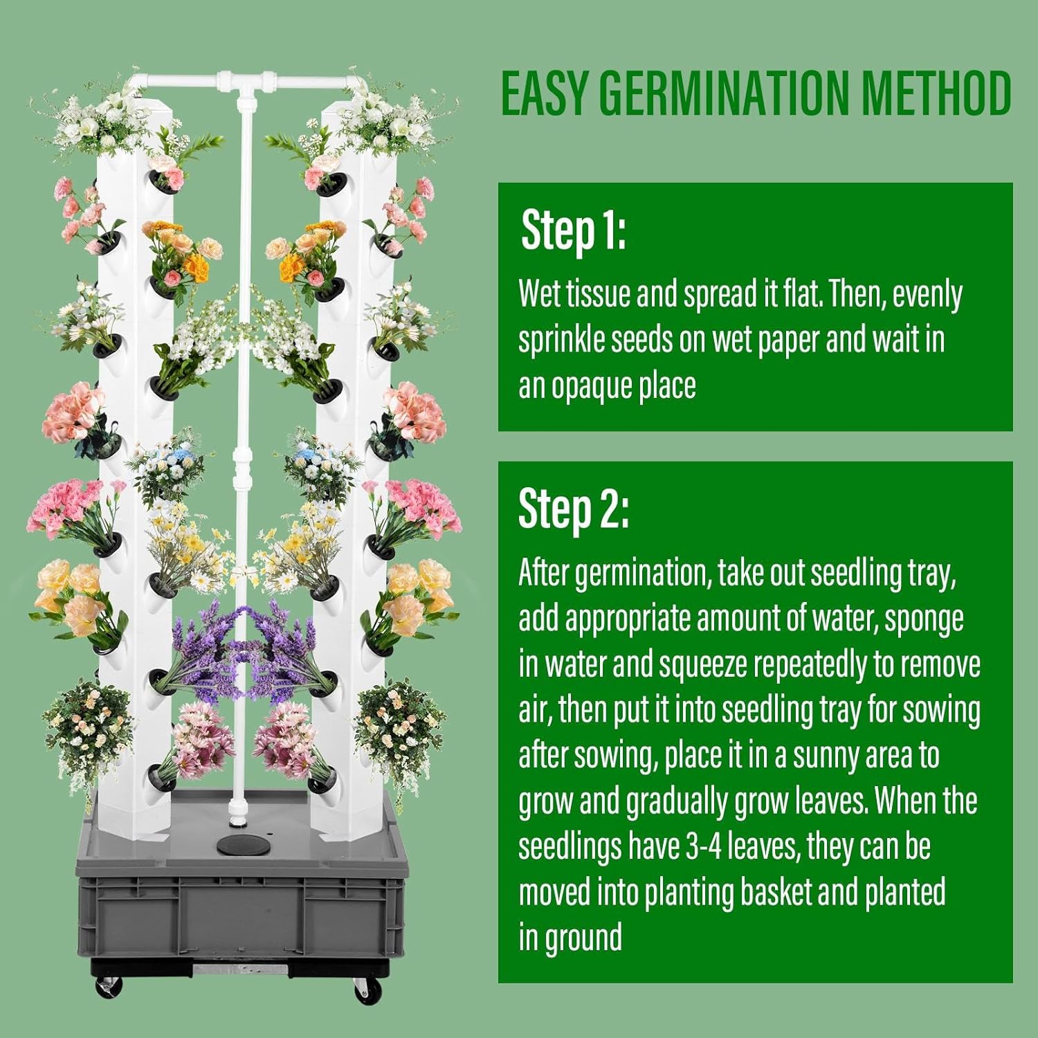 Tower Garden Growing System, 56 Slots Farming Tower, Multifunctional Plants Germination Kit for Fruits and Vegetables